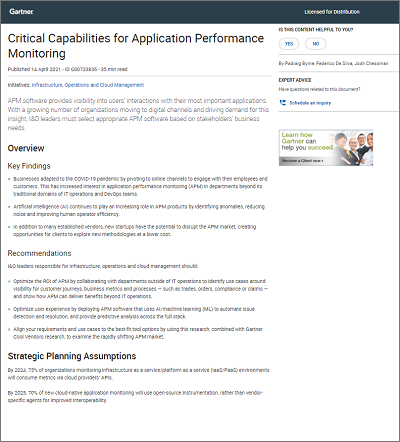 APM Gartner Capabilities Report